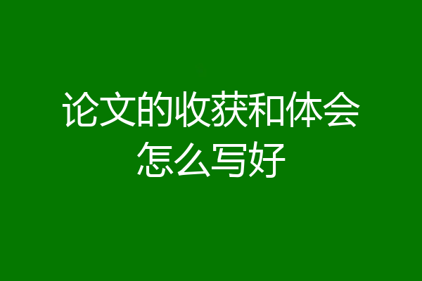 论文的收获和体会怎么写好