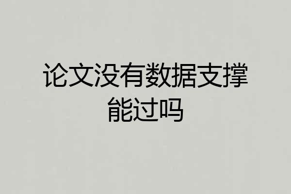 论文没有数据支撑能过吗