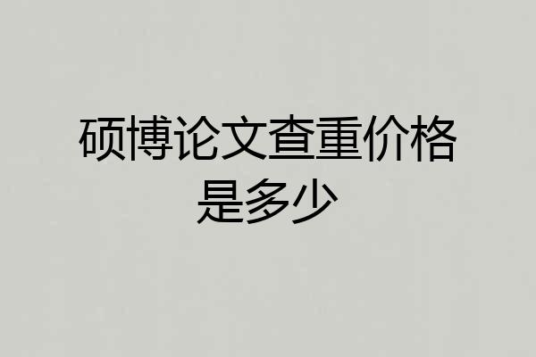 硕博论文查重价格是多少