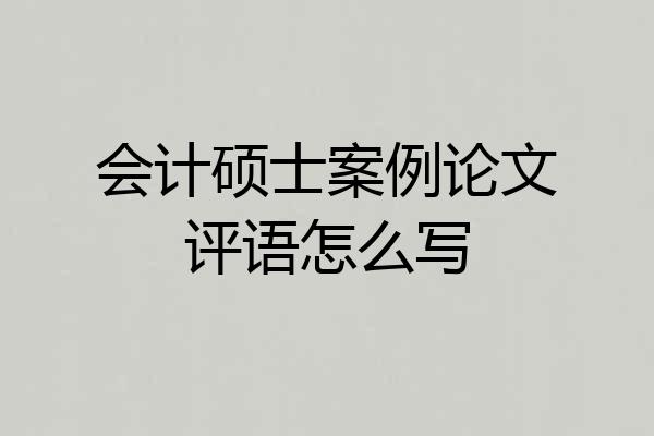 会计硕士案例论文评语怎么写