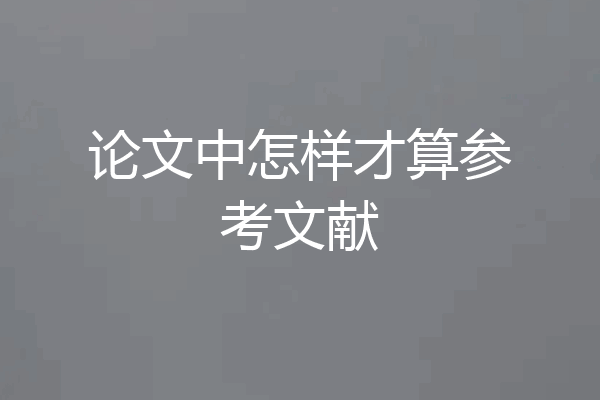论文中怎样才算参考文献