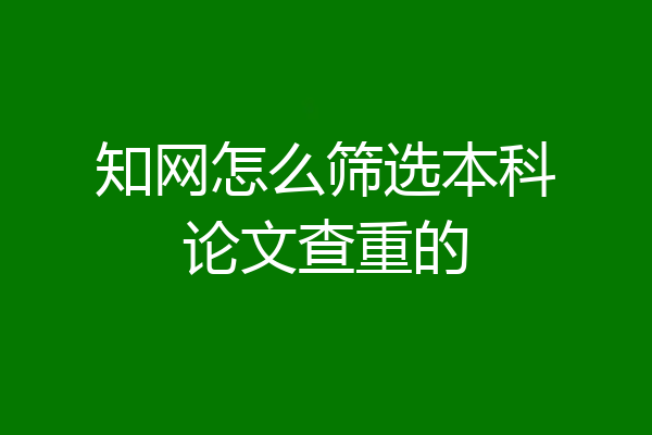 知网怎么筛选本科论文查重的