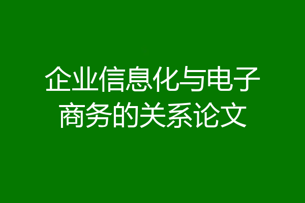企业信息化与电子商务的关系论文