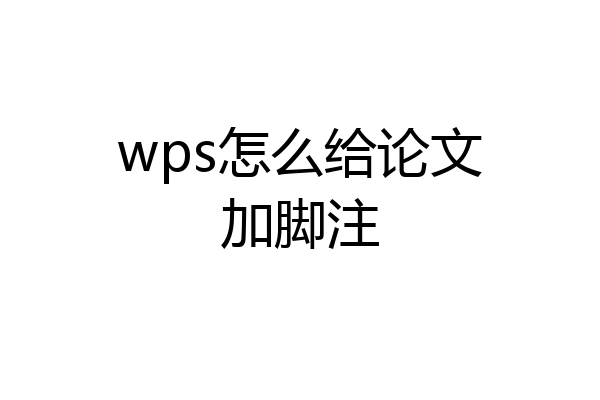 wps怎么给论文加脚注