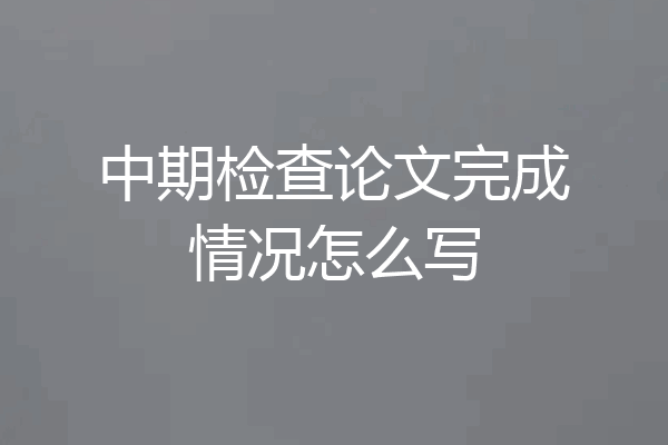 中期检查论文完成情况怎么写