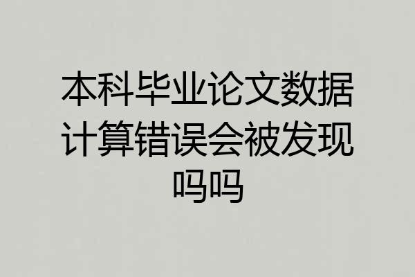 本科毕业论文数据计算错误会被发现吗吗