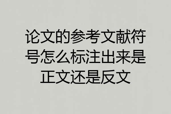 论文的参考文献符号怎么标注出来是正文还是反文