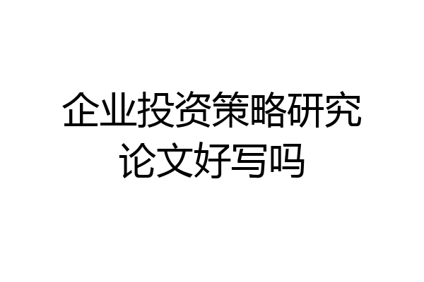 企业投资策略研究论文好写吗