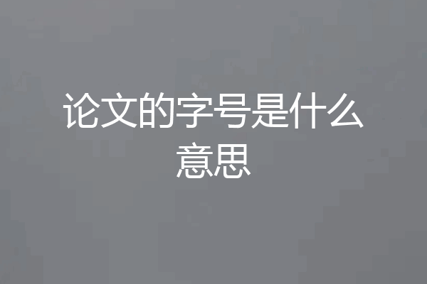 论文的字号是什么意思