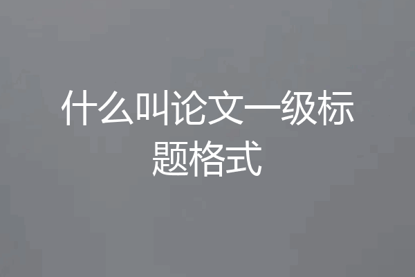 什么叫论文一级标题格式
