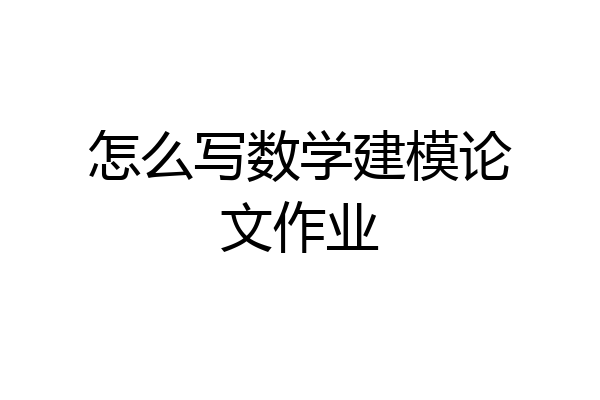 怎么写数学建模论文作业