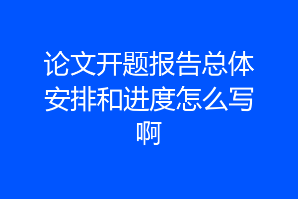 论文开题报告总体安排和进度怎么写啊