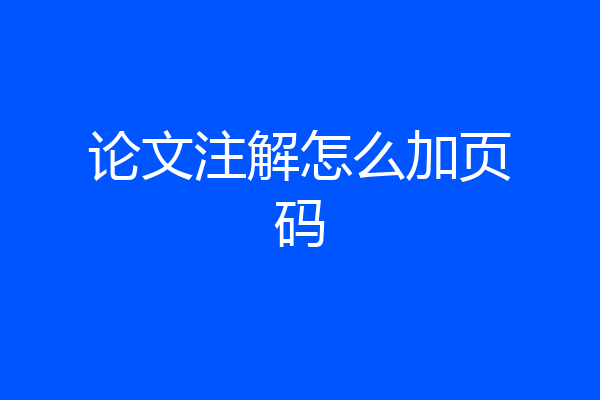 论文注解怎么加页码