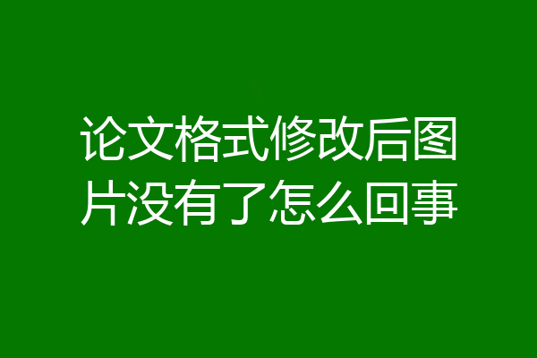 论文格式修改后图片没有了怎么回事