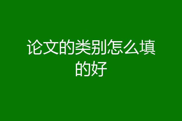 论文的类别怎么填的好