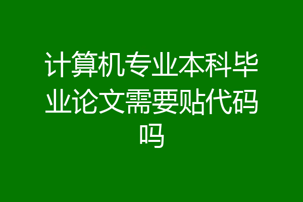 计算机专业本科毕业论文需要贴代码吗