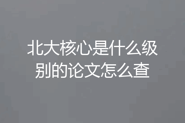 北大核心是什么级别的论文怎么查