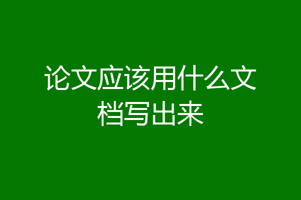 论文应该用什么文档写出来