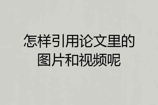 怎样引用论文里的图片和视频呢