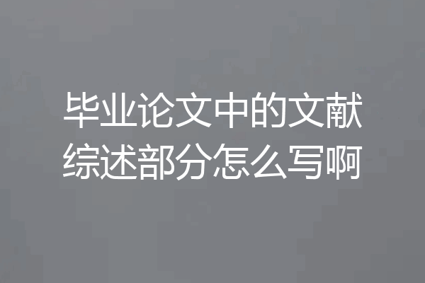 毕业论文中的文献综述部分怎么写啊