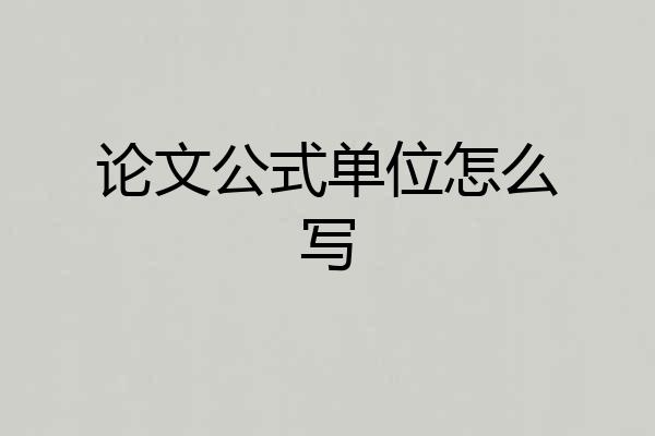 论文公式单位怎么写