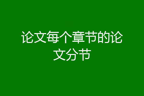 论文每个章节的论文分节