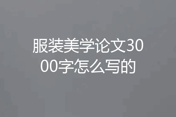服装美学论文3000字怎么写的