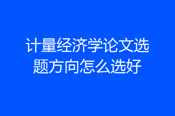 计量经济学论文选题方向怎么选好