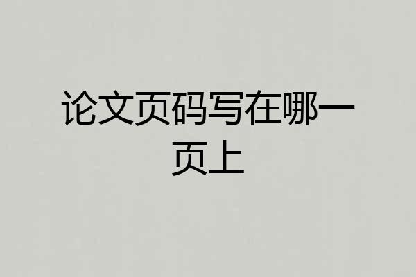 论文页码写在哪一页上