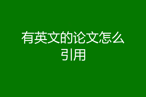 有英文的论文怎么引用