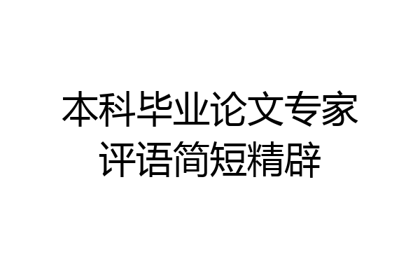 本科毕业论文专家评语简短精辟