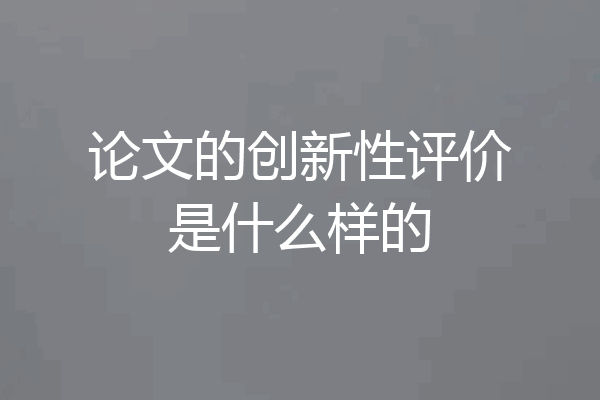 论文的创新性评价是什么样的
