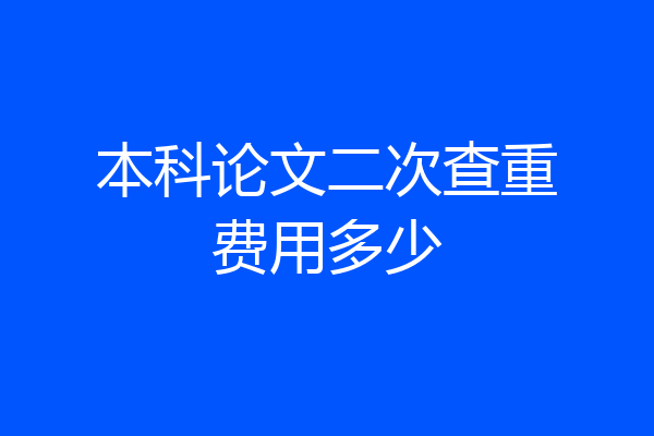 本科论文二次查重费用多少