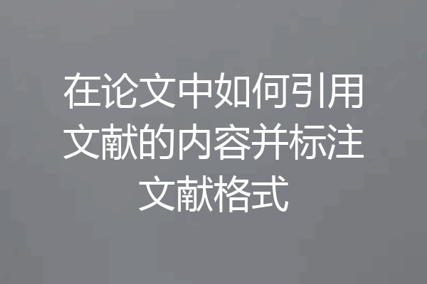 在论文中如何引用文献的内容并标注文献格式