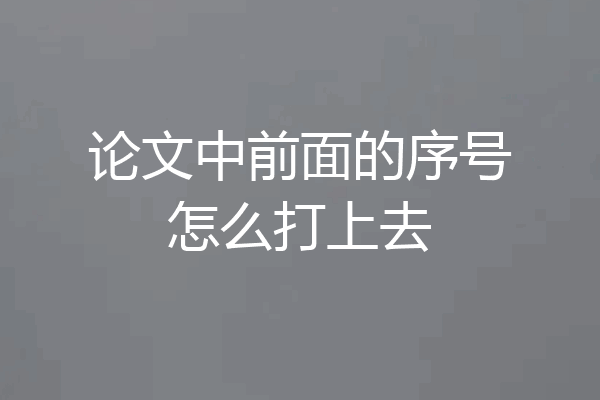 论文中前面的序号怎么打上去