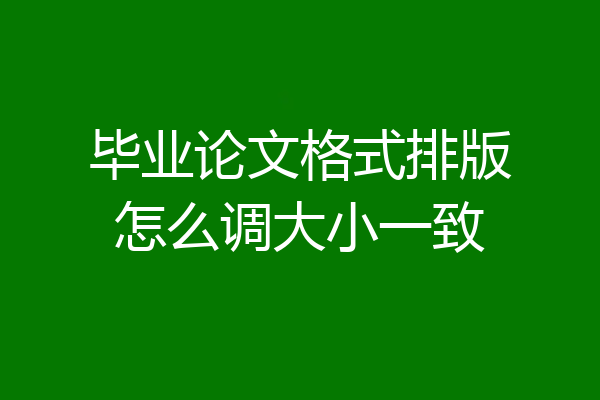毕业论文格式排版怎么调大小一致