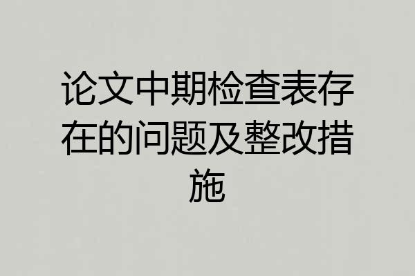 论文中期检查表存在的问题及整改措施