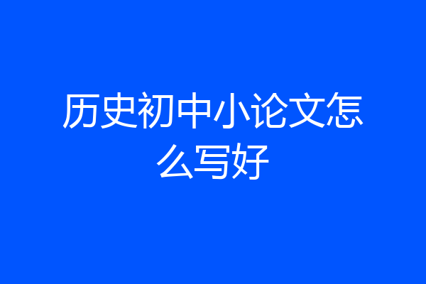 历史初中小论文怎么写好