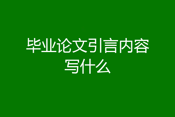 毕业论文引言内容写什么