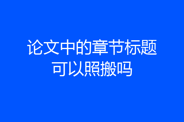 论文中的章节标题可以照搬吗