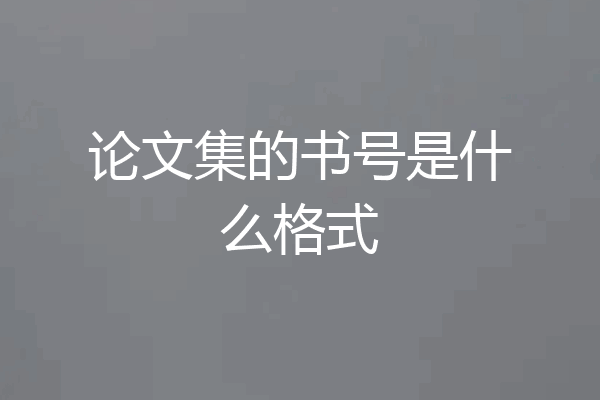 论文集的书号是什么格式