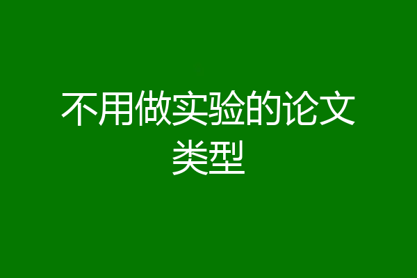不用做实验的论文类型