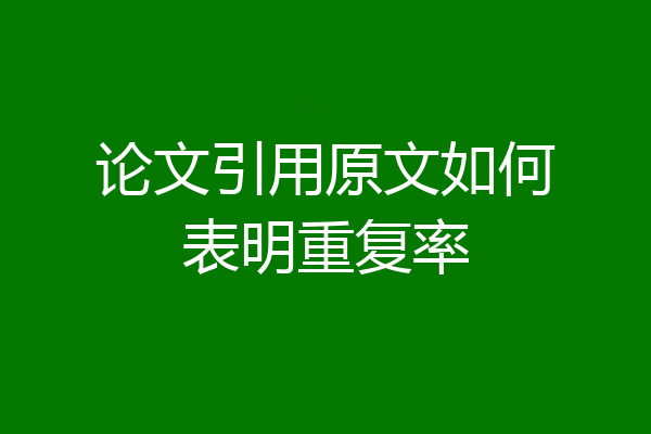 论文引用原文如何表明重复率