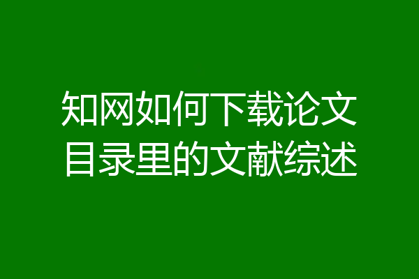 知网如何下载论文目录里的文献综述