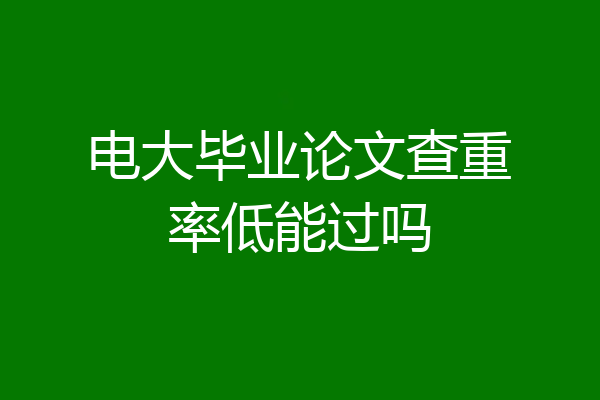 电大毕业论文查重率低能过吗