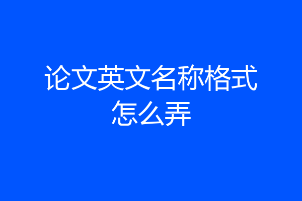 论文英文名称格式怎么弄