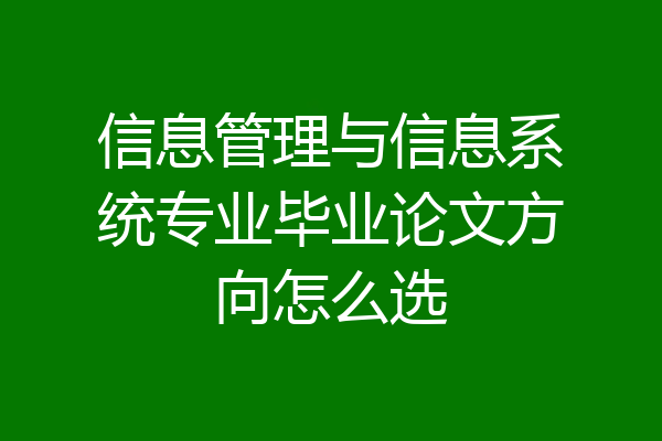 信息管理与信息系统专业毕业论文方向怎么选