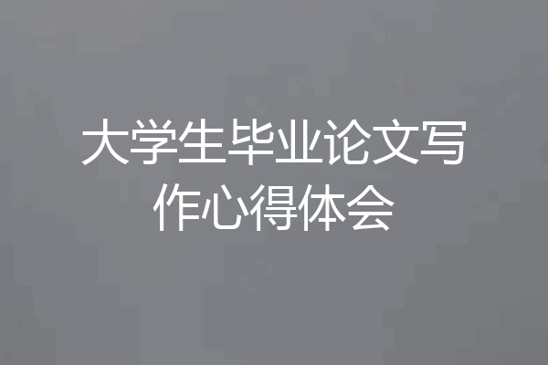大学生毕业论文写作心得体会