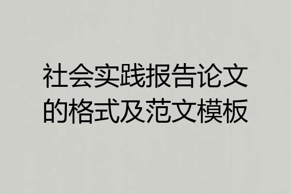 社会实践报告论文的格式及范文模板