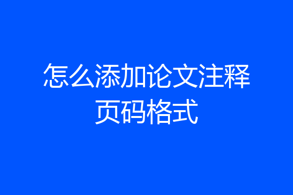 怎么添加论文注释页码格式